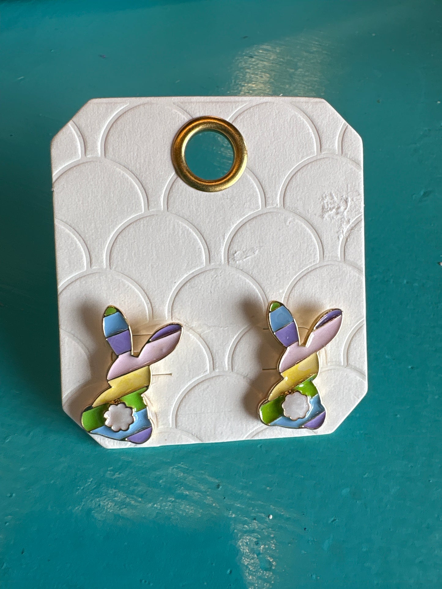 Striped Pastel Easter Bunny Earrings