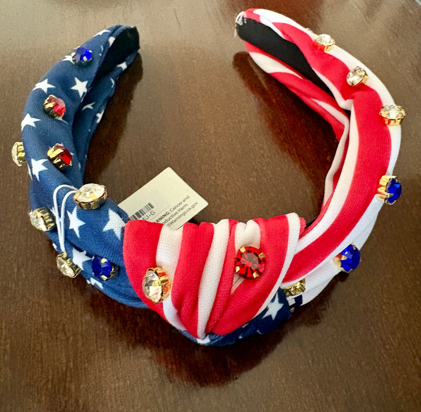Red, White and Blue Headband with Stones
