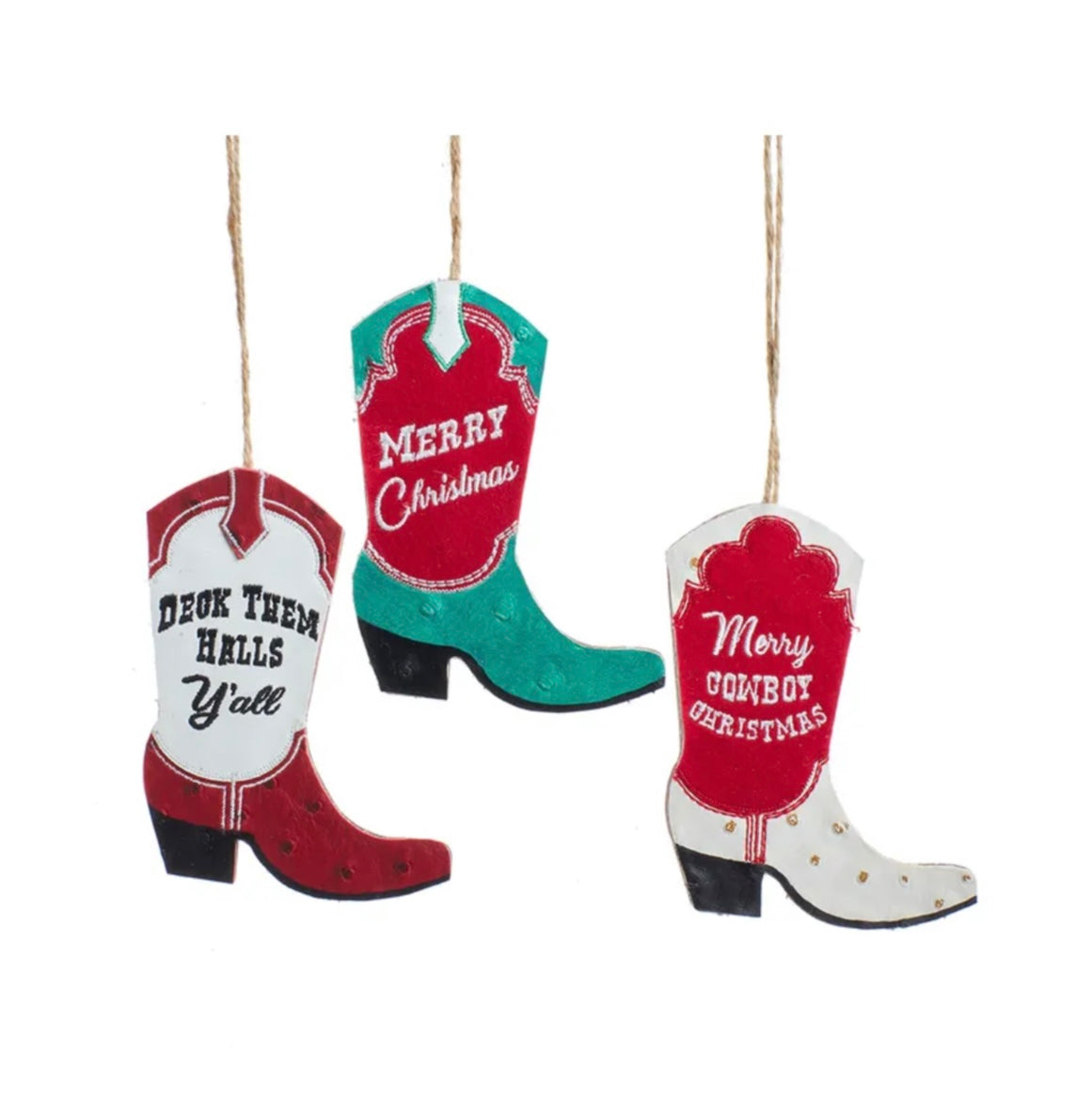 Western Boot Christmas Ornaments
