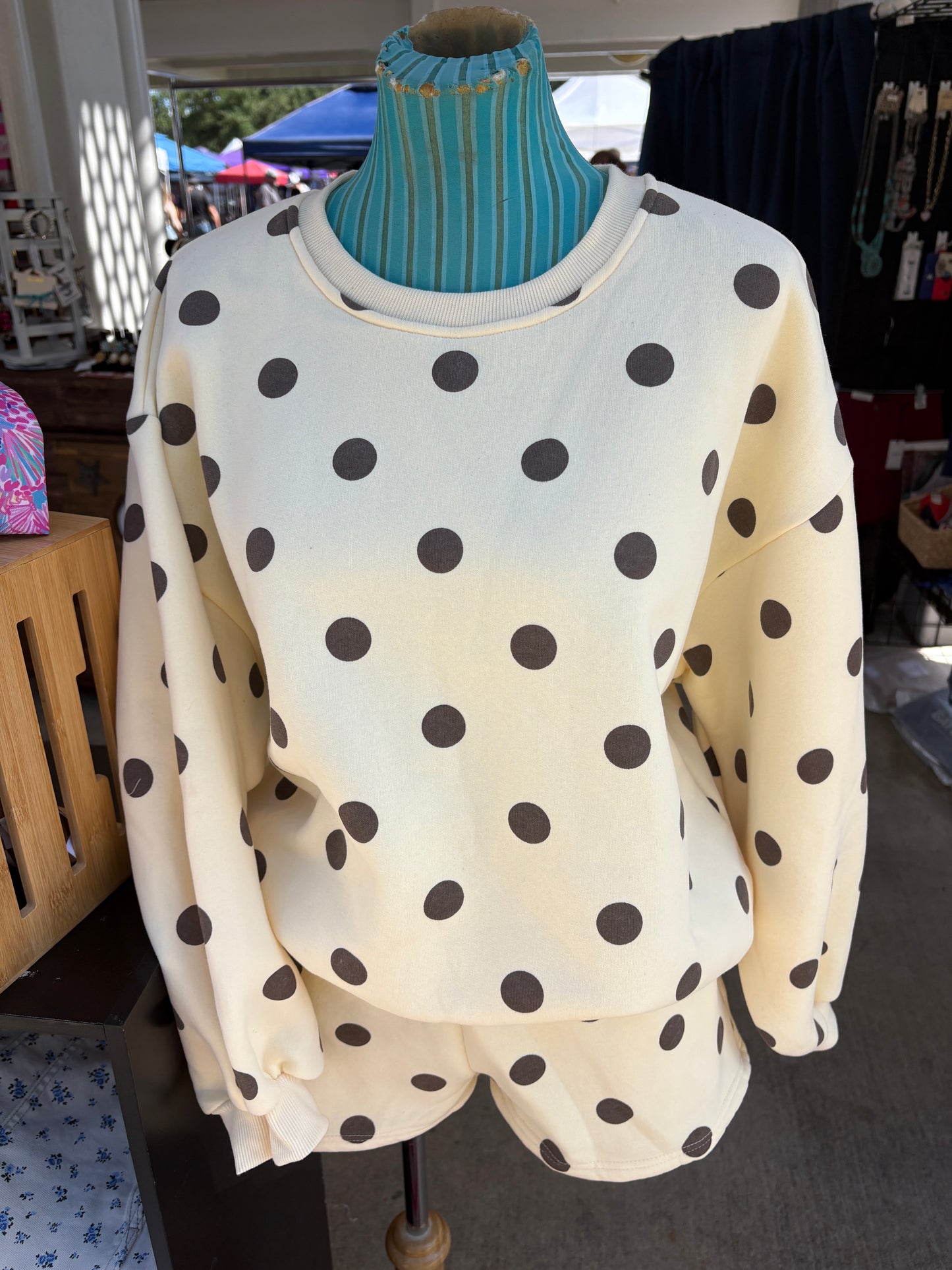 Yellow and Brown Polka Dot Set