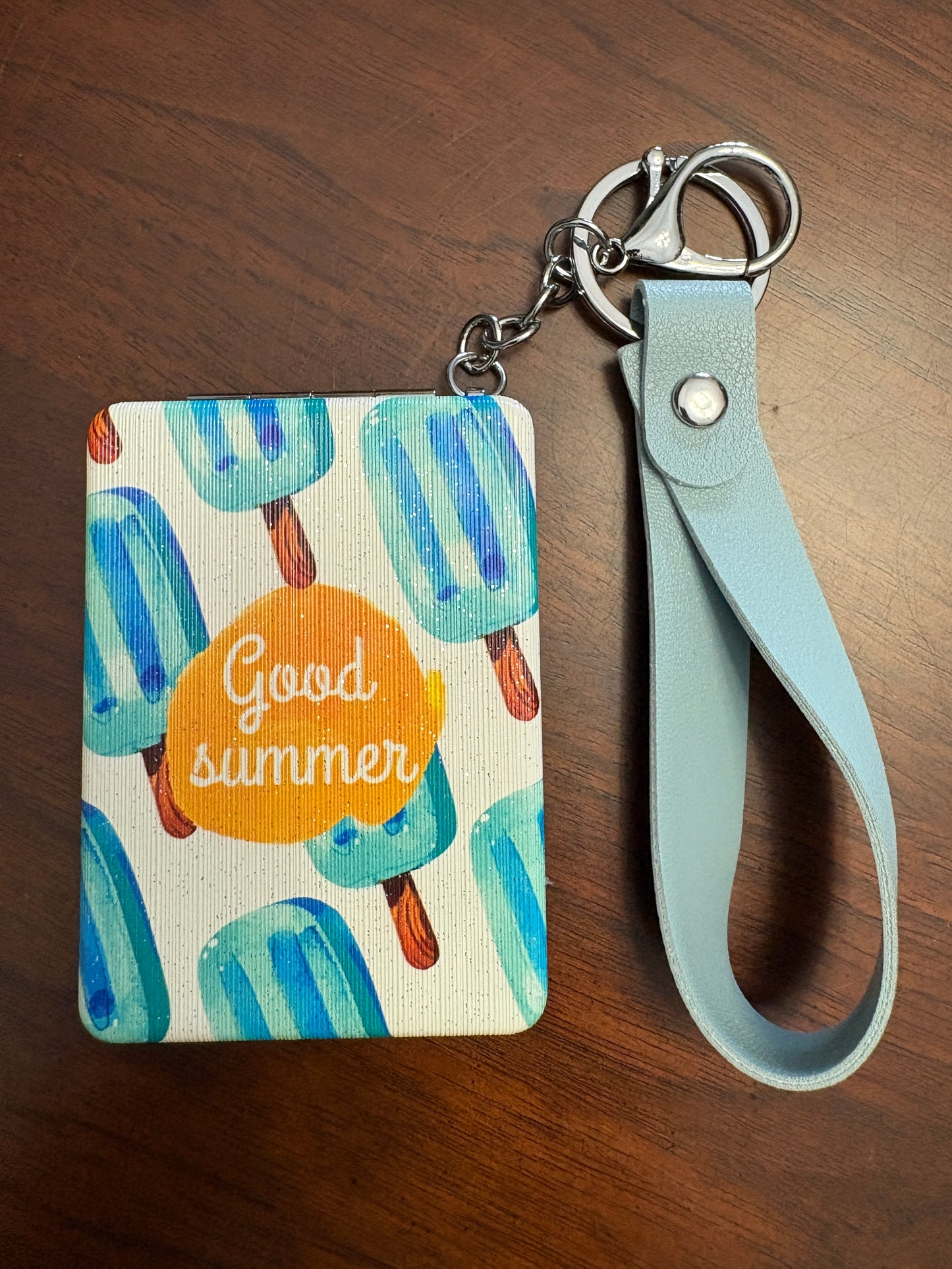 Summer Theme Compact Mirror on Keychain