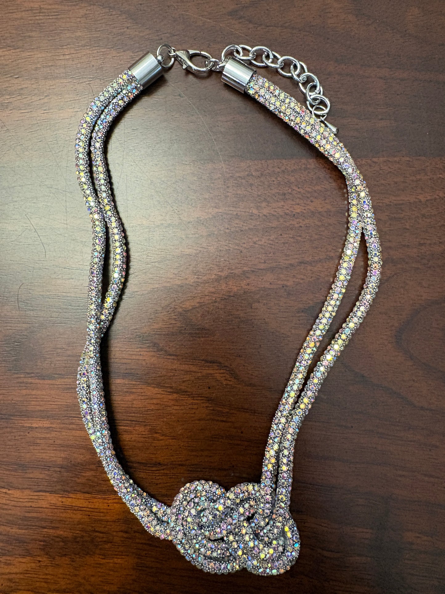 Rhinestone Rope Knot Layering Neclace