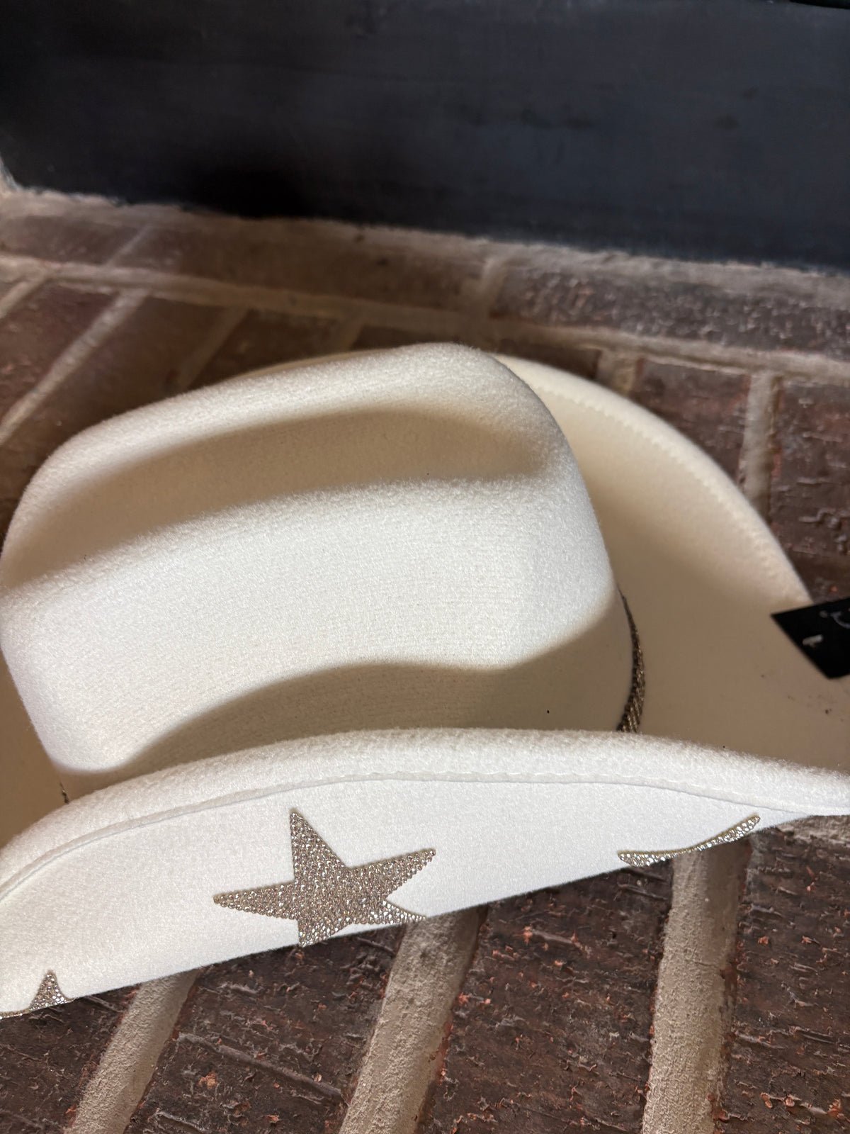 C. C. White Cowgirl Hat with Rhinestone Band and Stars