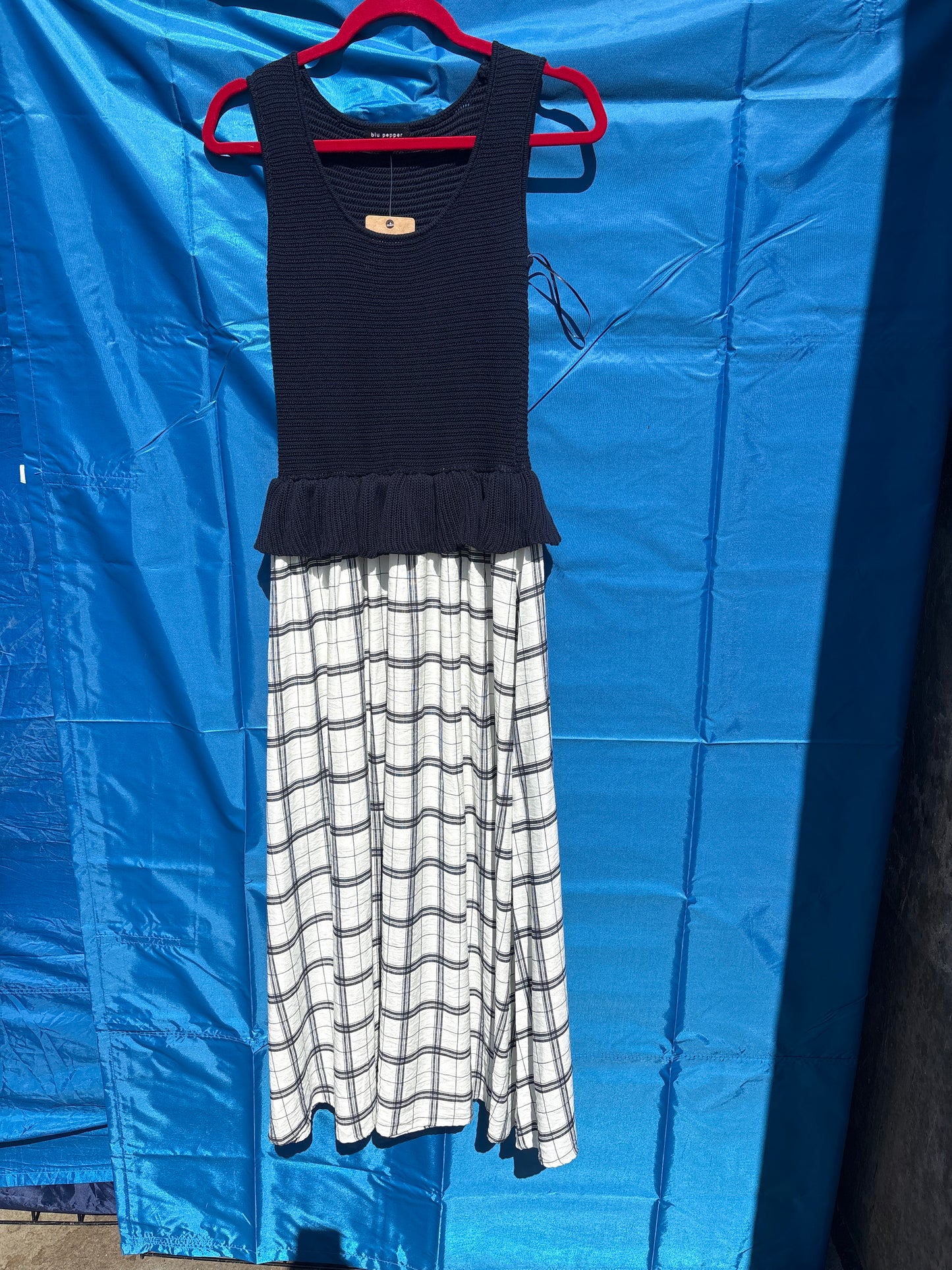Blue Two Toned Plaid Dress