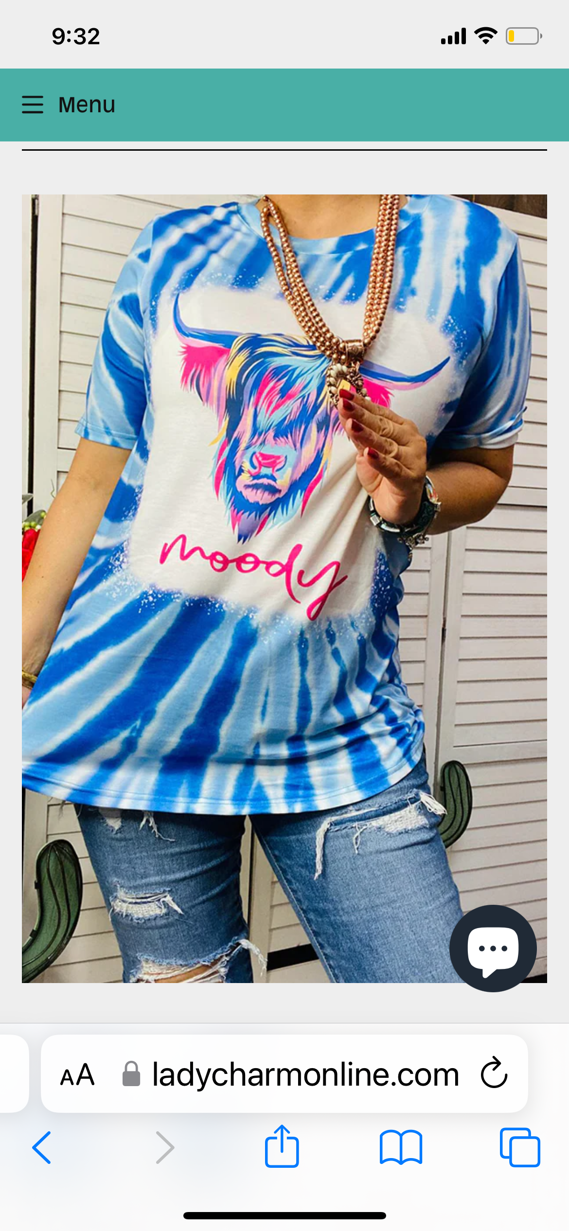 Blue Tye Dye Neon Highland “Moody” Graphic Tee