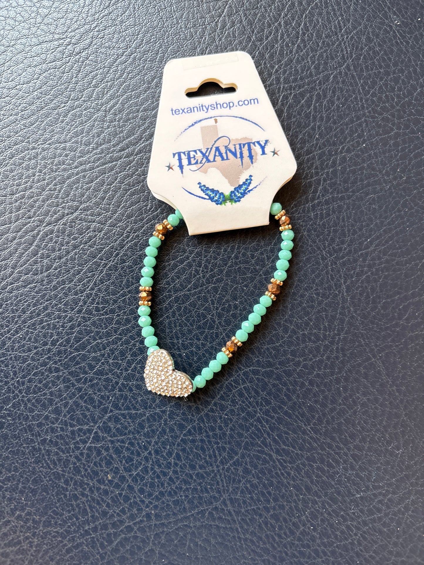 Teal and Gold Beaded Bracelet