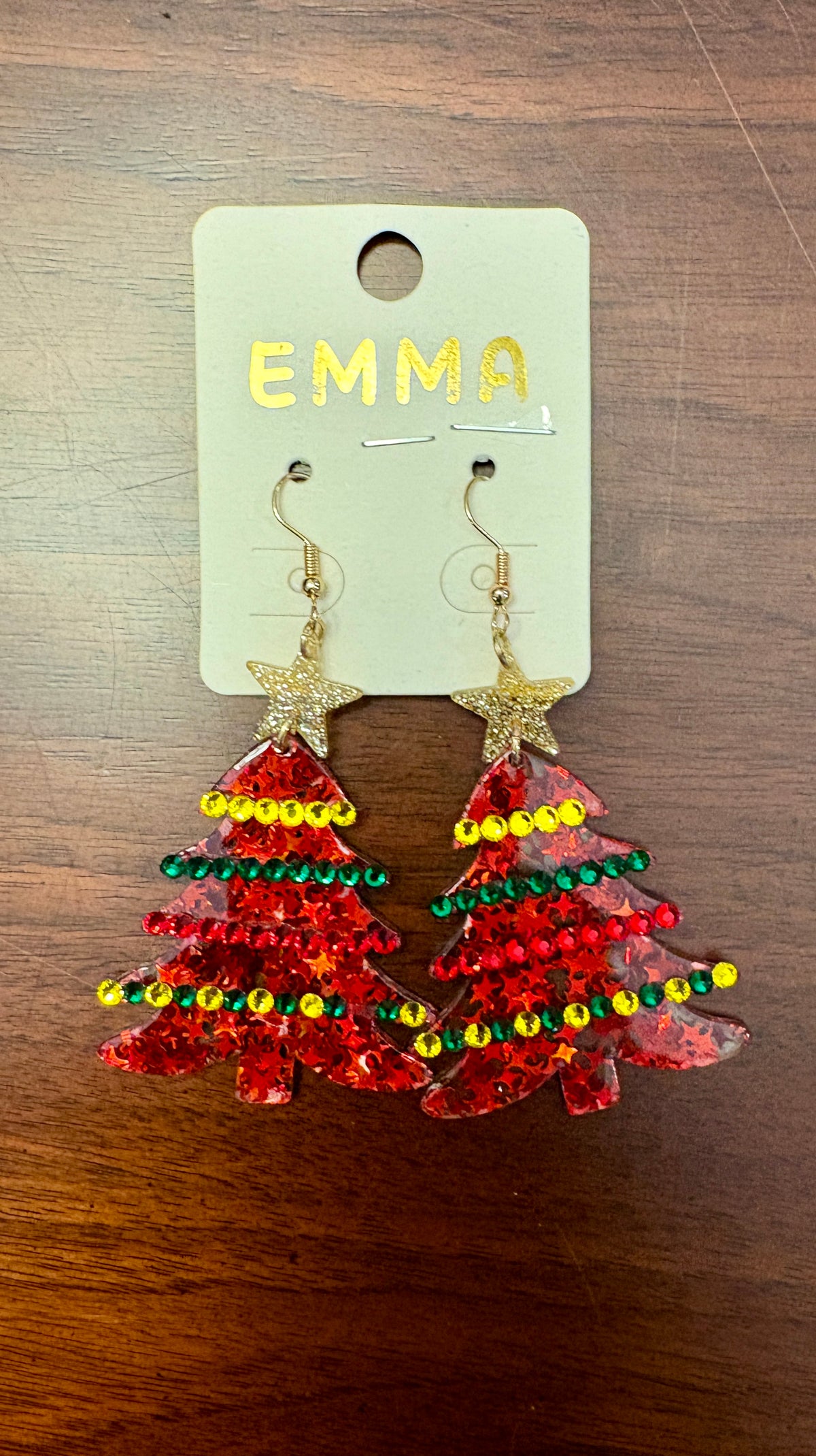 Red Christmas Tree Earrings