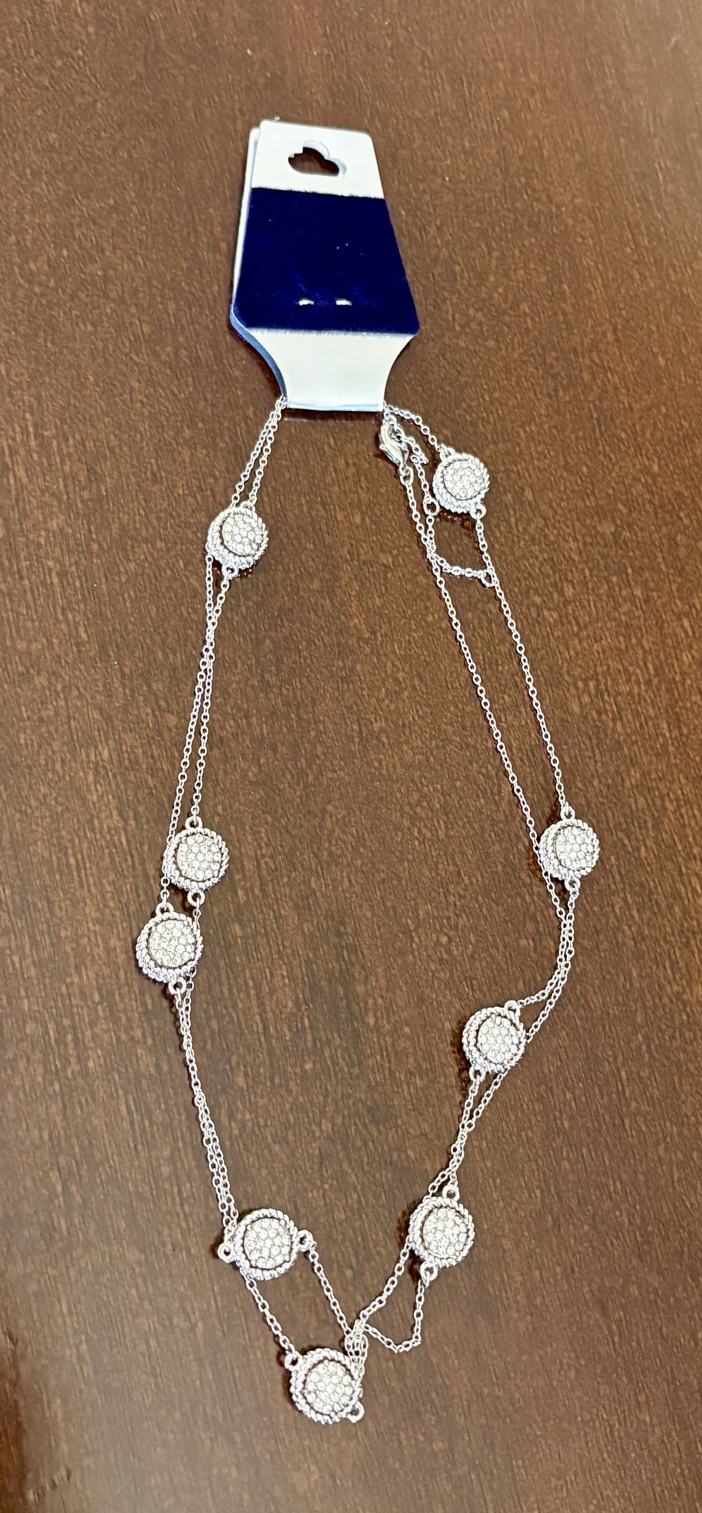 Layered Necklace with Round Crystals