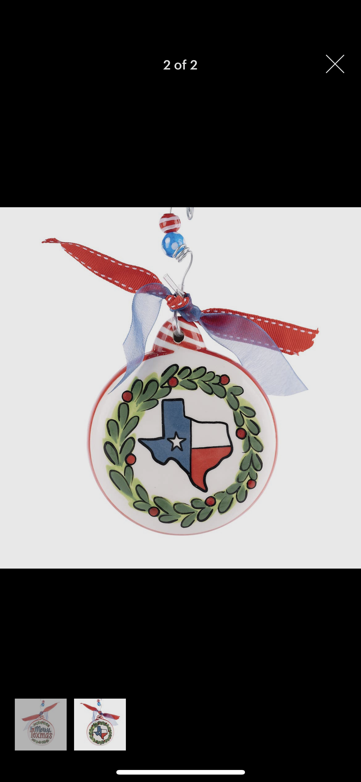 GH Texas Flag Wreath Christmas ornament