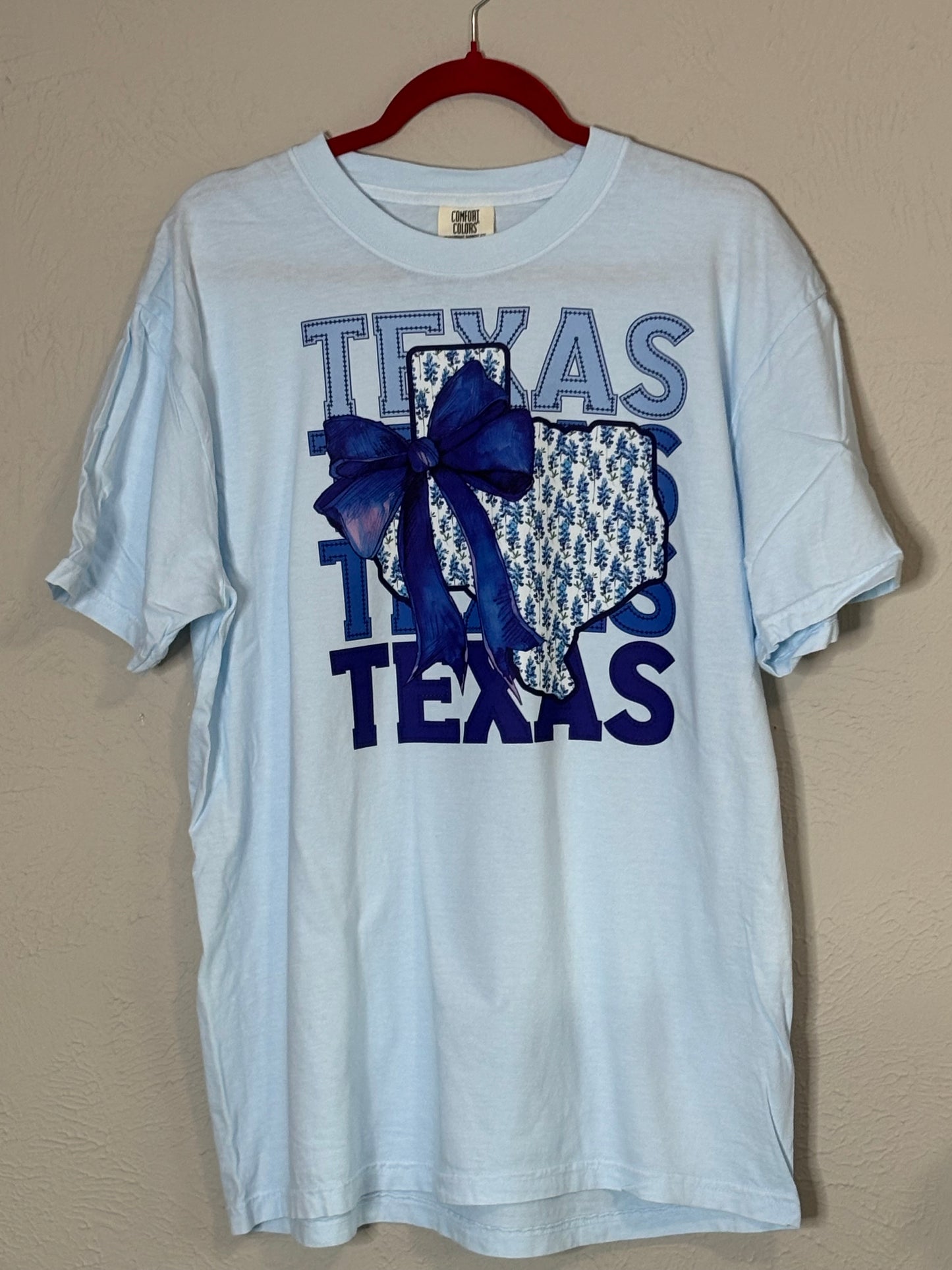 Light Blue TEXAS with Bow Graphic Tee