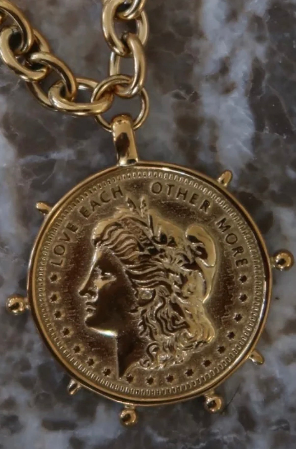 Vintage Coin Necklace with Gold Chain