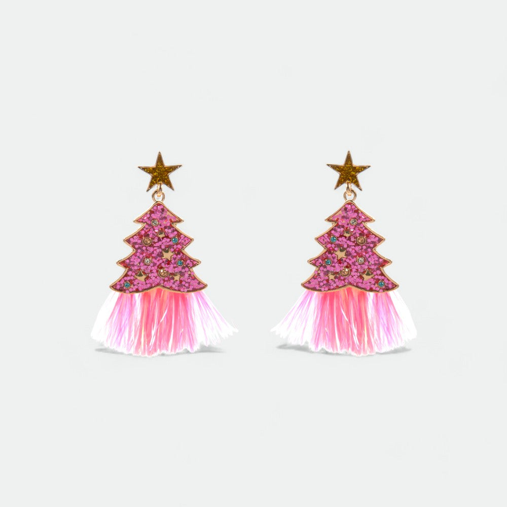 Christmas Tree with Tinsel Earrings