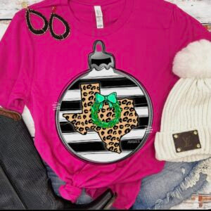 Hot Pink Texas Christmas Ornament Graphic Tee