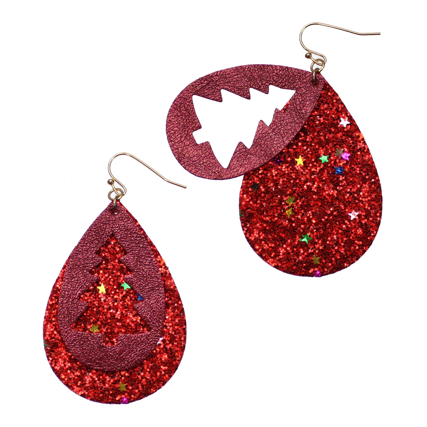 Red Christmas Tree Cutout earrings