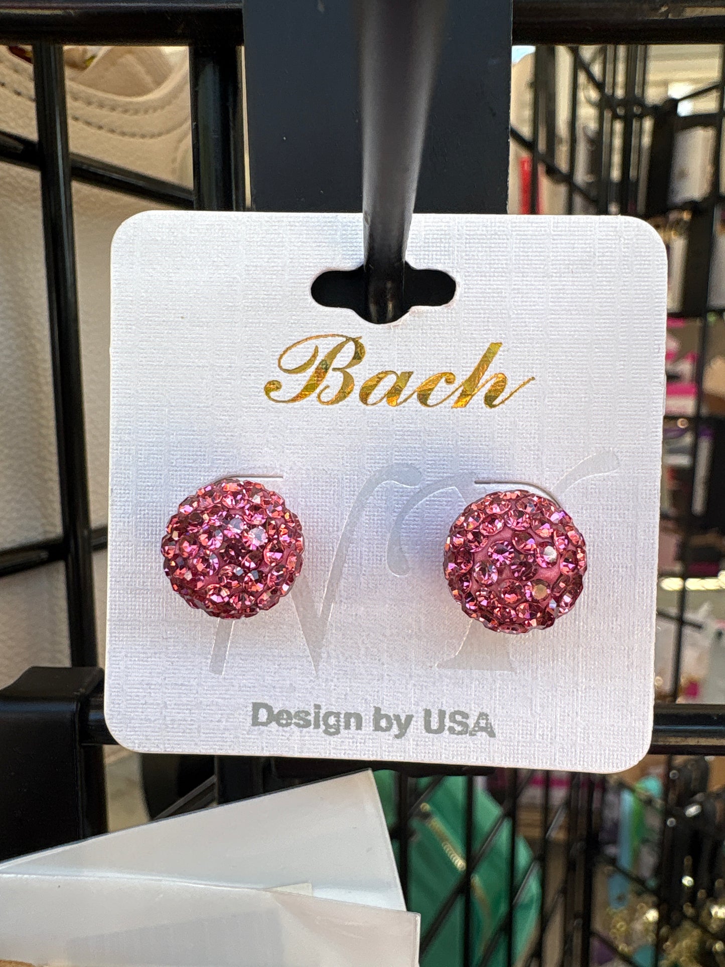 Pink Rhinestone Round Studs
