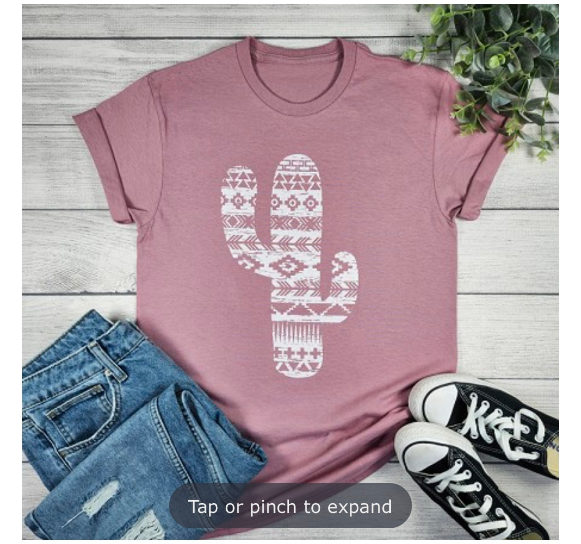 Rose Pink Aztec Cactus Graphic Tee