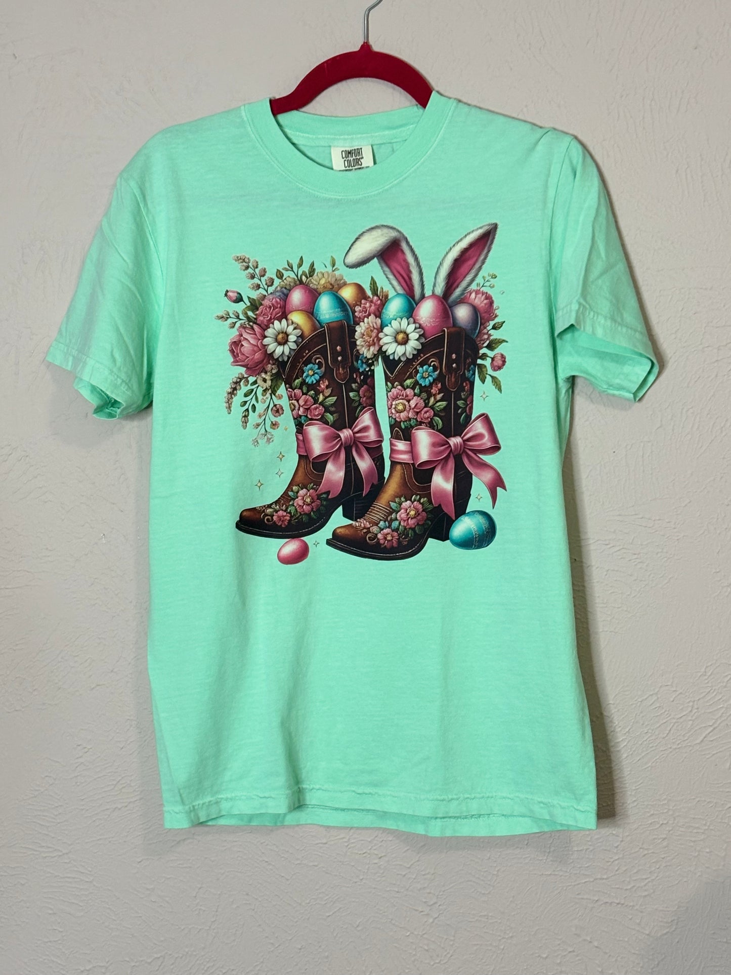 Teal Easter Cowboy Bunny Graphic Tee
