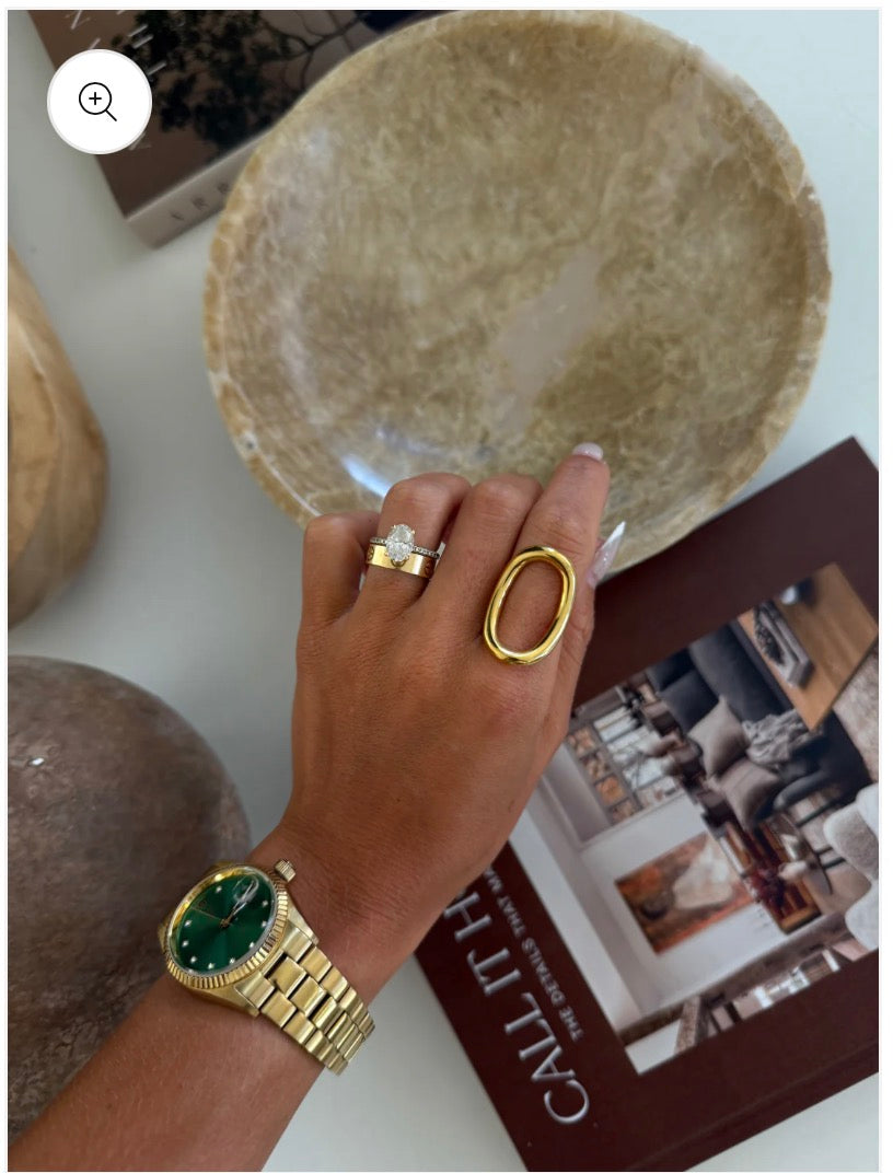 Open Oval 14k Plated Gold Ring