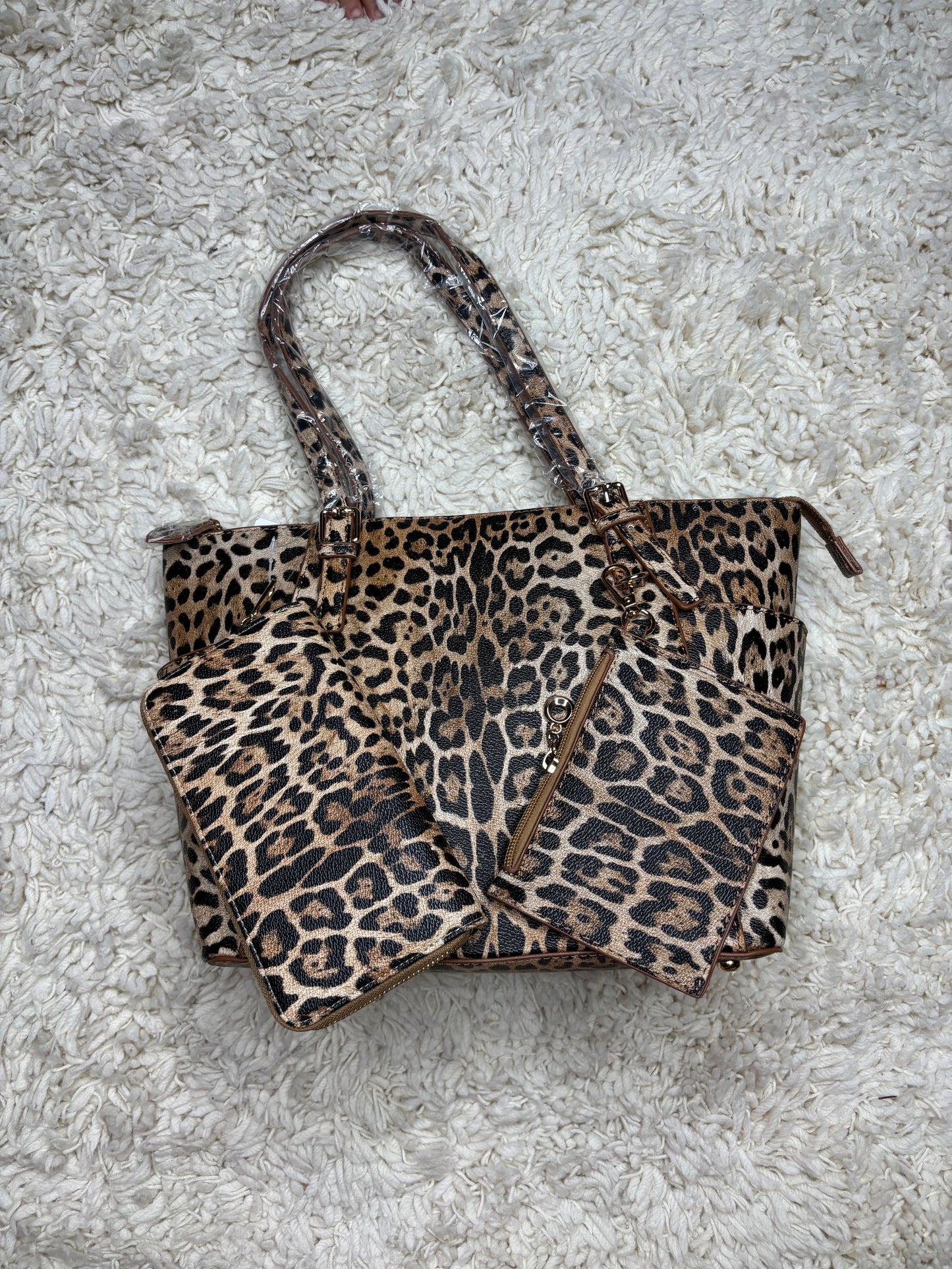 Leopard 3 piece Handbag