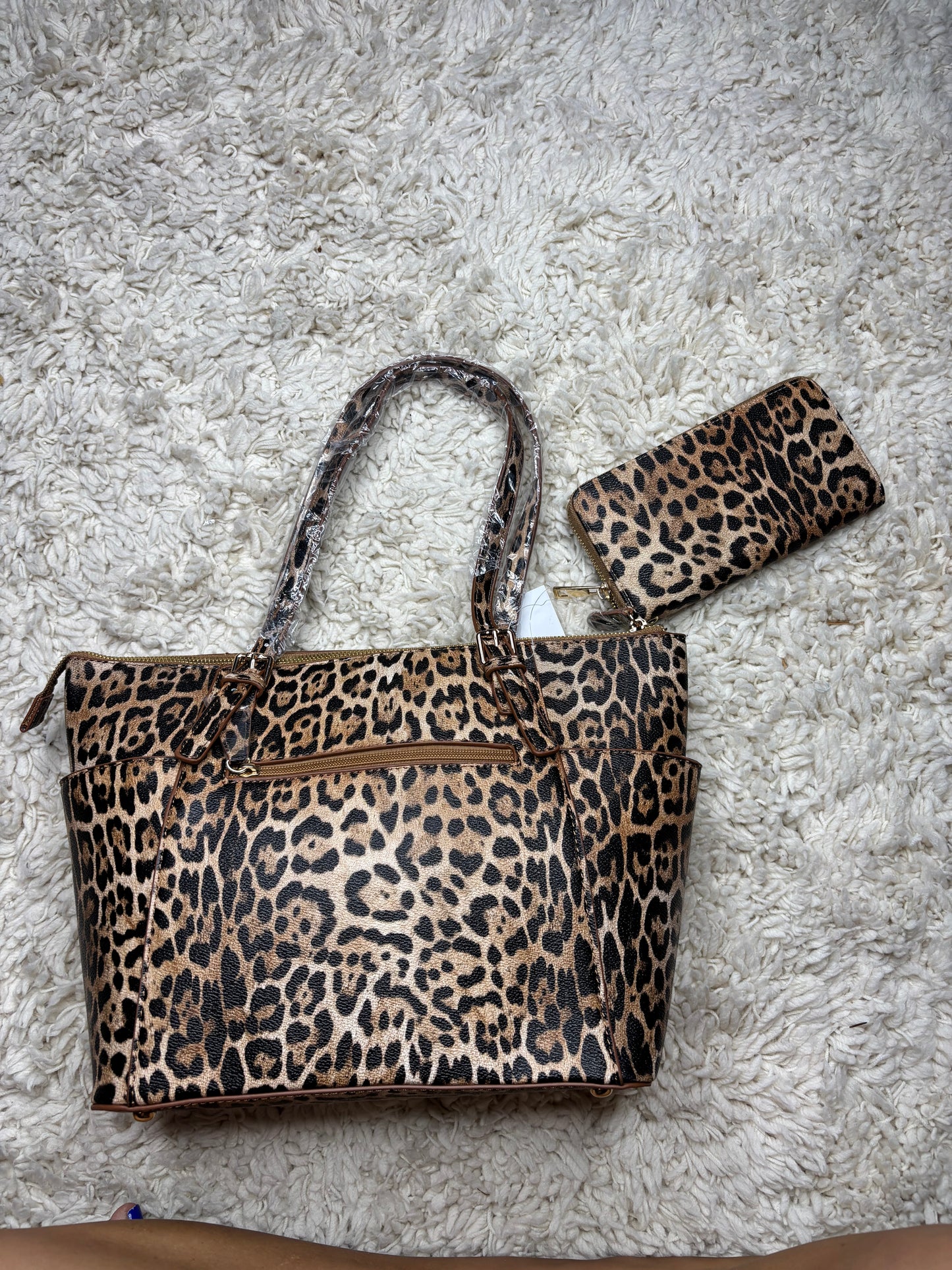 Leopard 3 piece Handbag