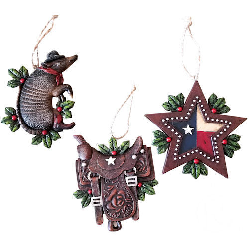 Armadillo / Saddle / Texas Christmas ornaments