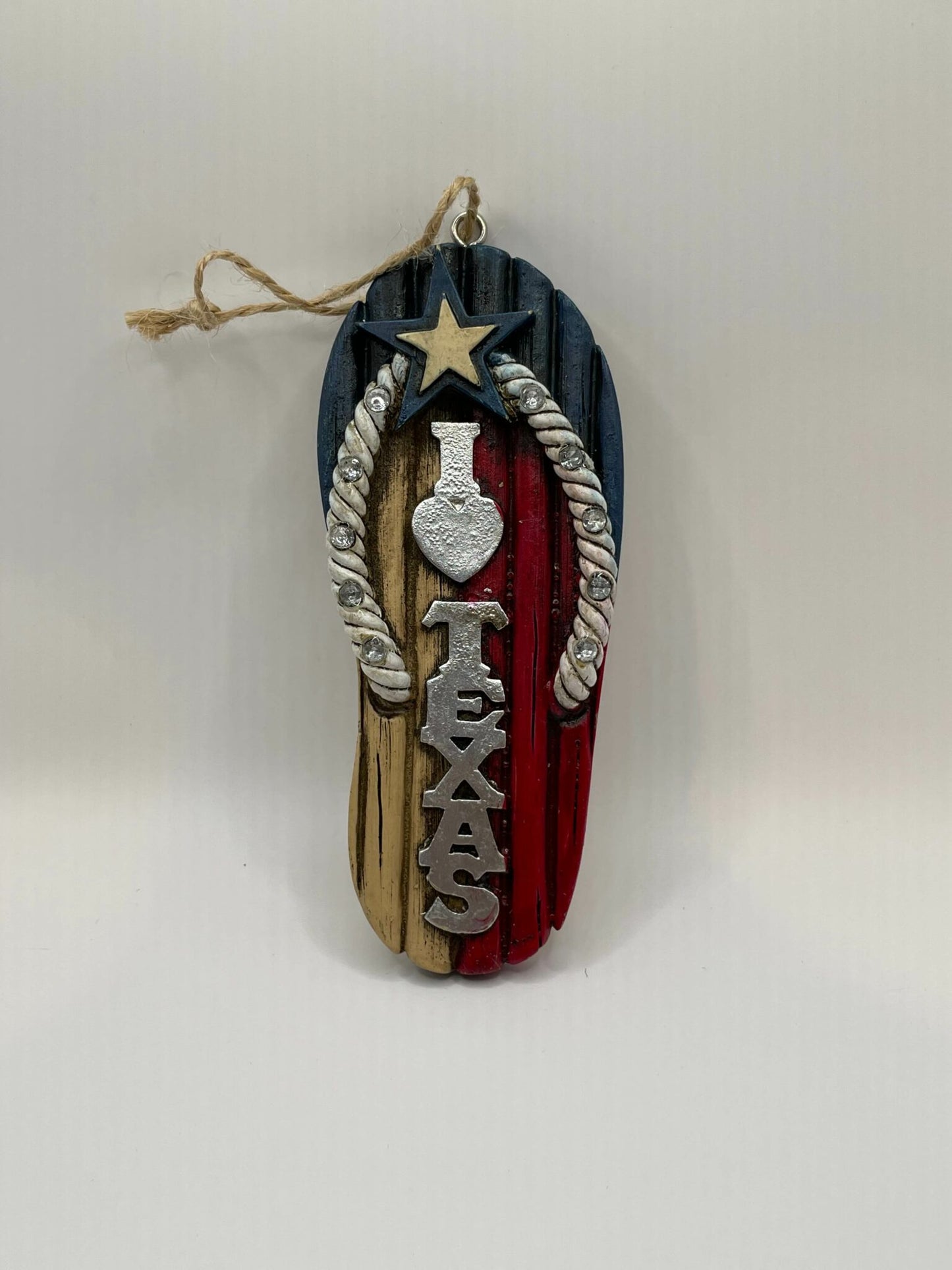 I heart Texas Flip Flop Christmas Ornament