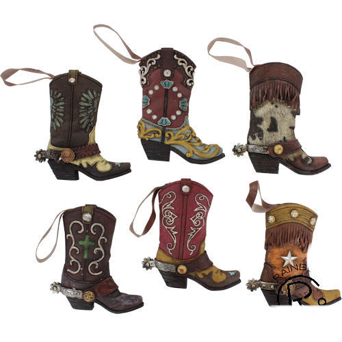 Cowboy Boot Christmas Ornament with Leather Strap
