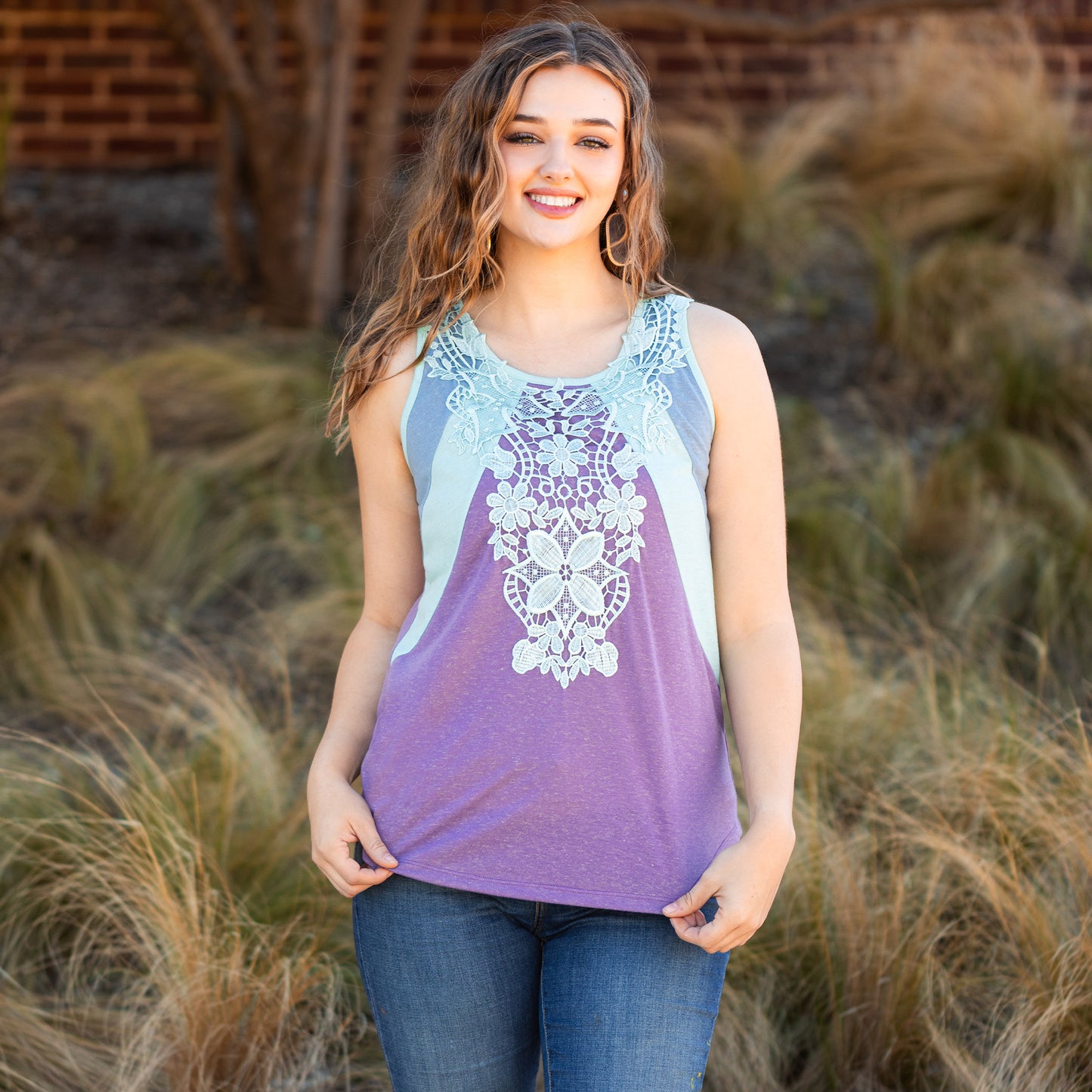 Lavender and Lace Tank Top