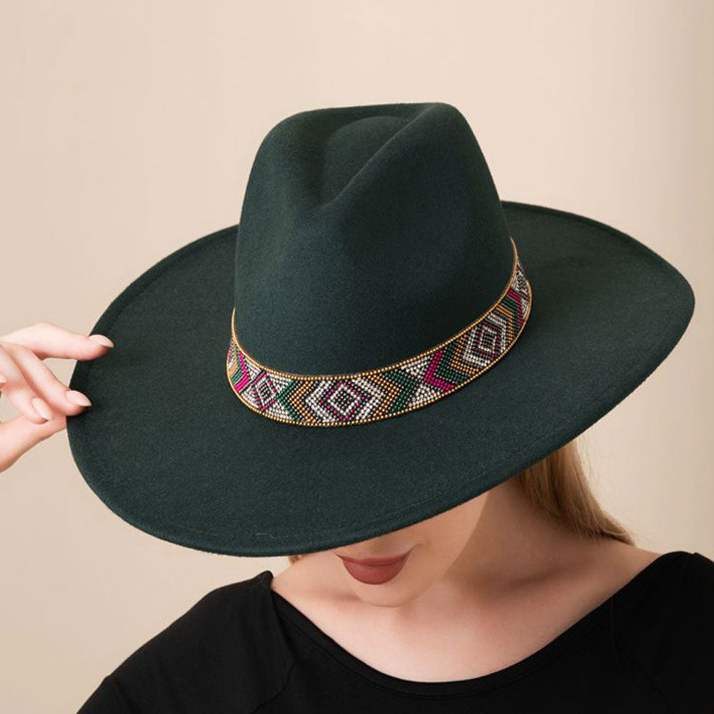 Flat Bill Hat with Aztec Band