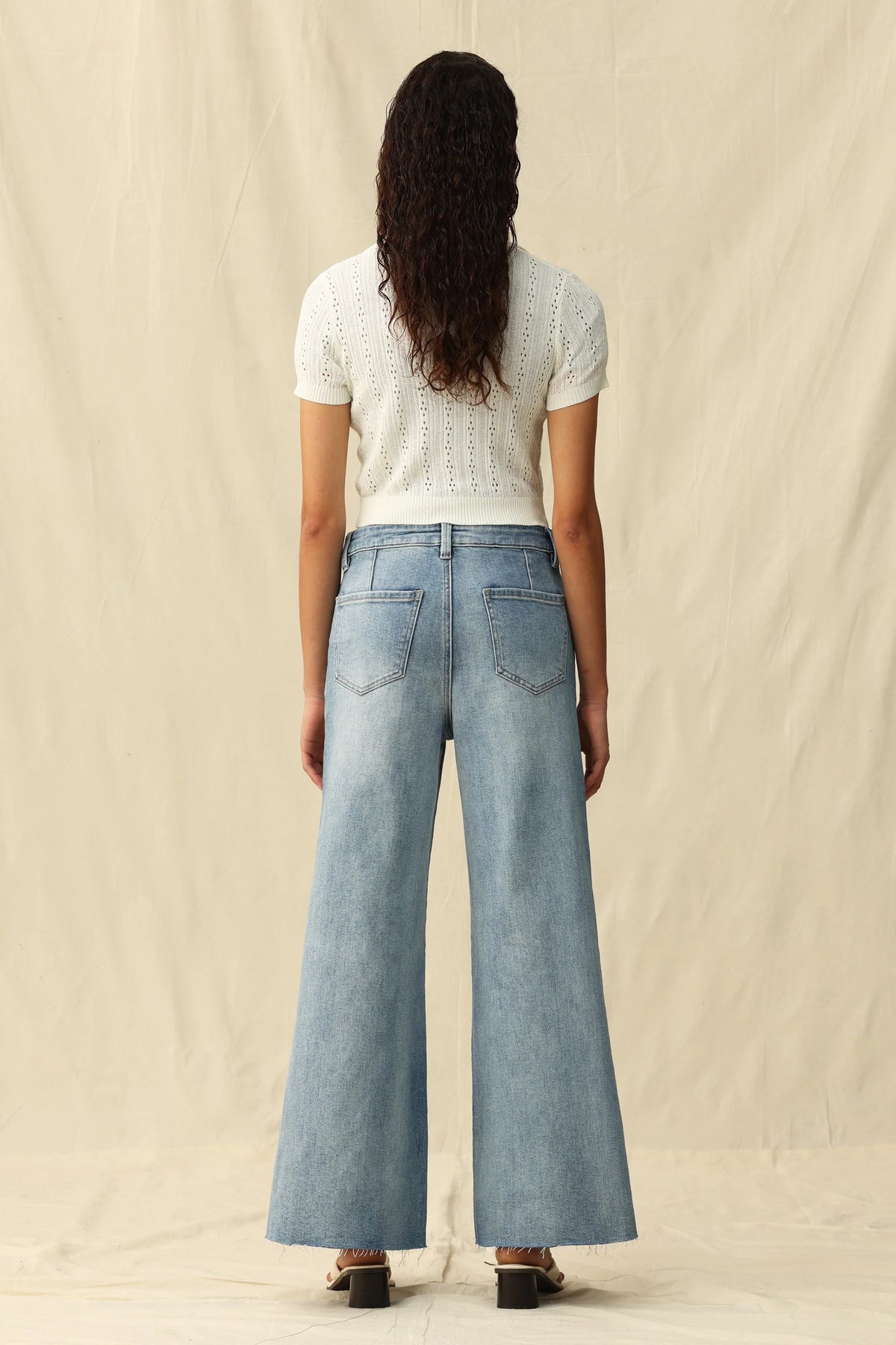 Pearl and Floral Stitch BAYEAS Denim Jean