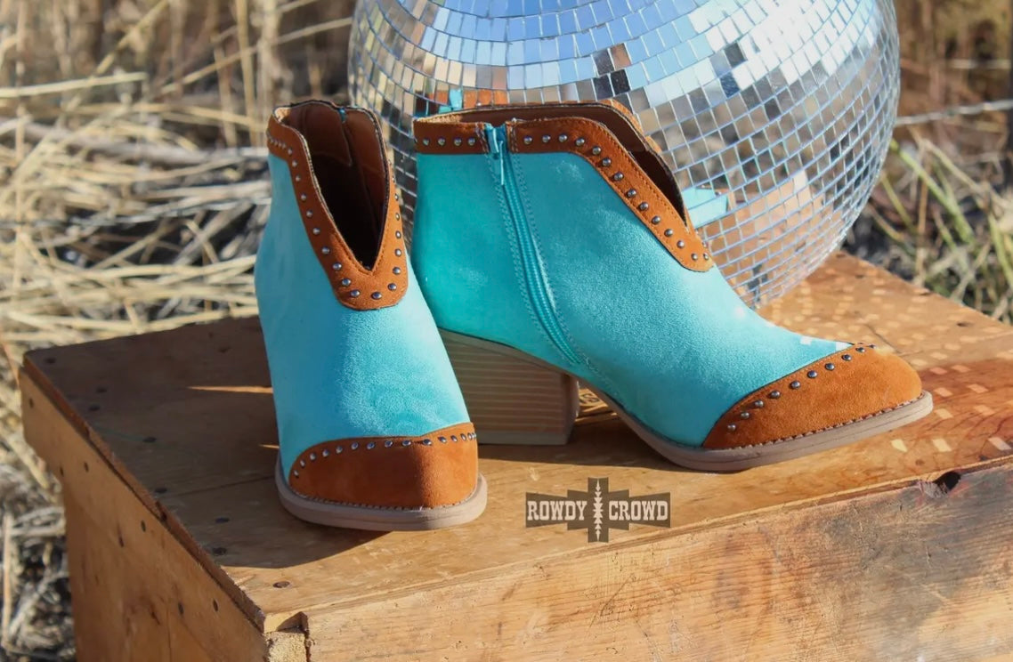 Rowdy Crowd Turquoise & Brown Beaumont Booties
