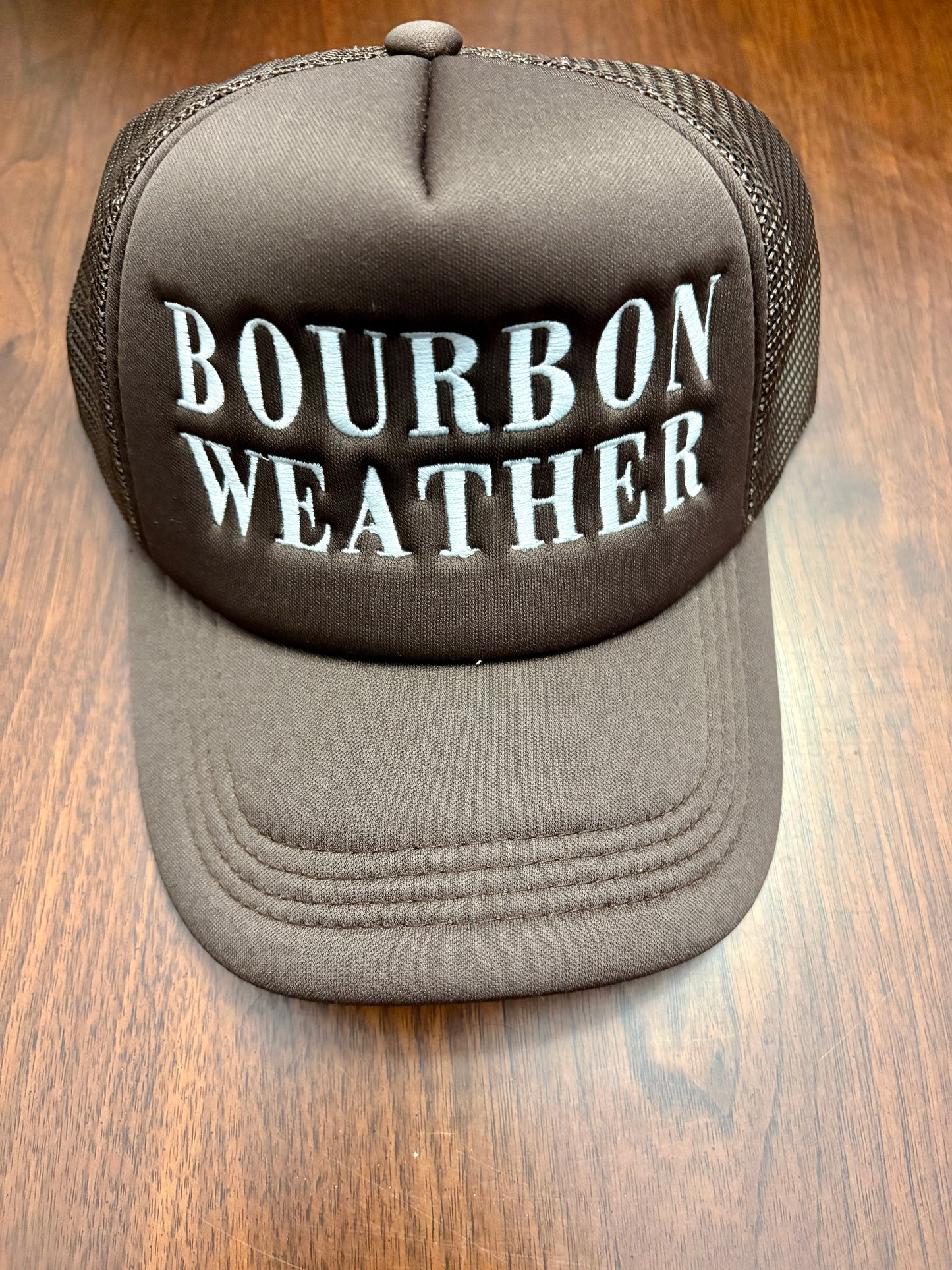 Brown Bourbon Weather Stitched Hat