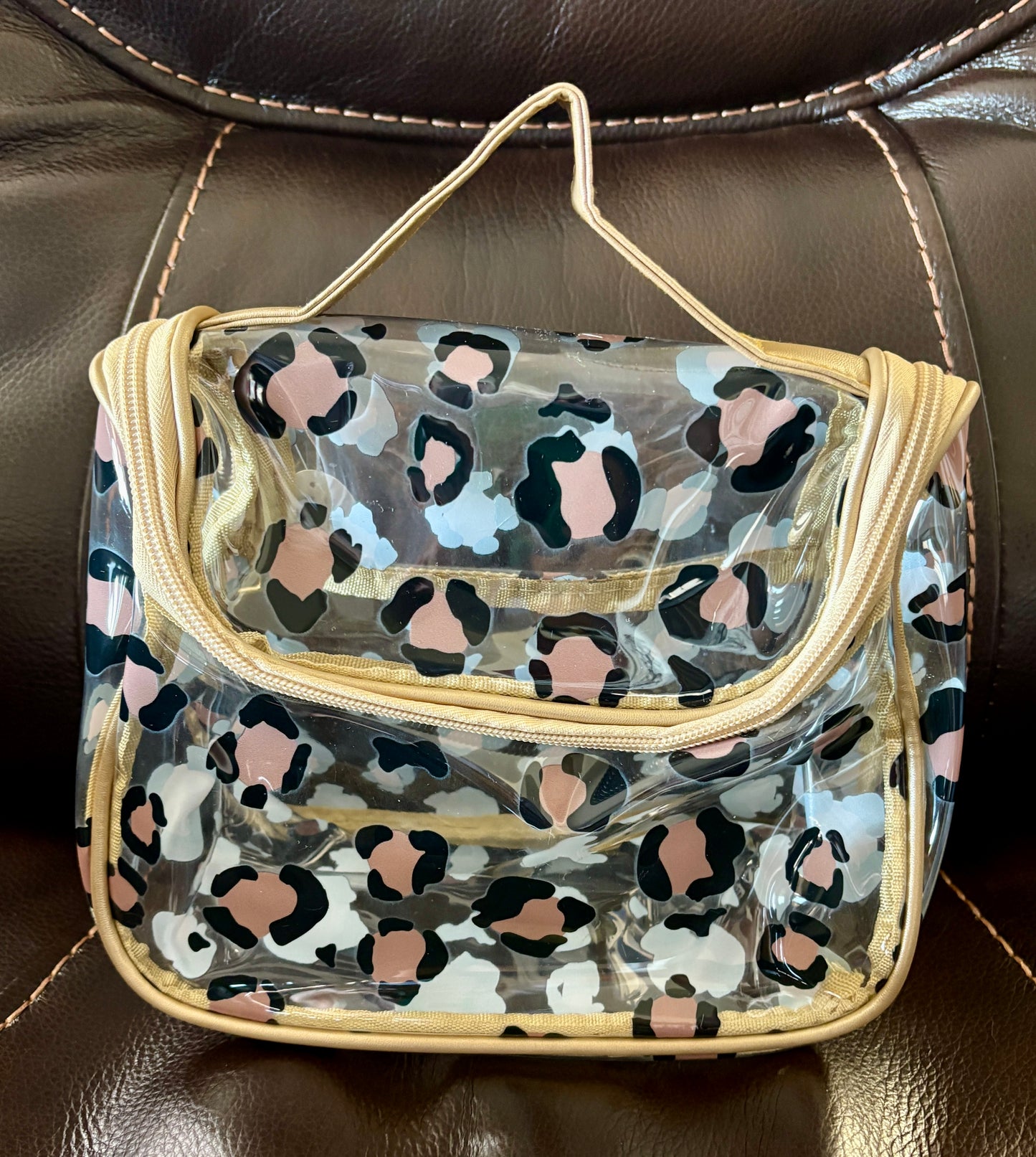 Clear with Leopard Spots Make Up Bag