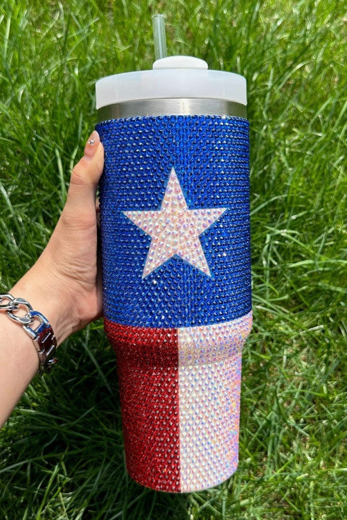 40oz Texas Flag Rhinestone Tumbler