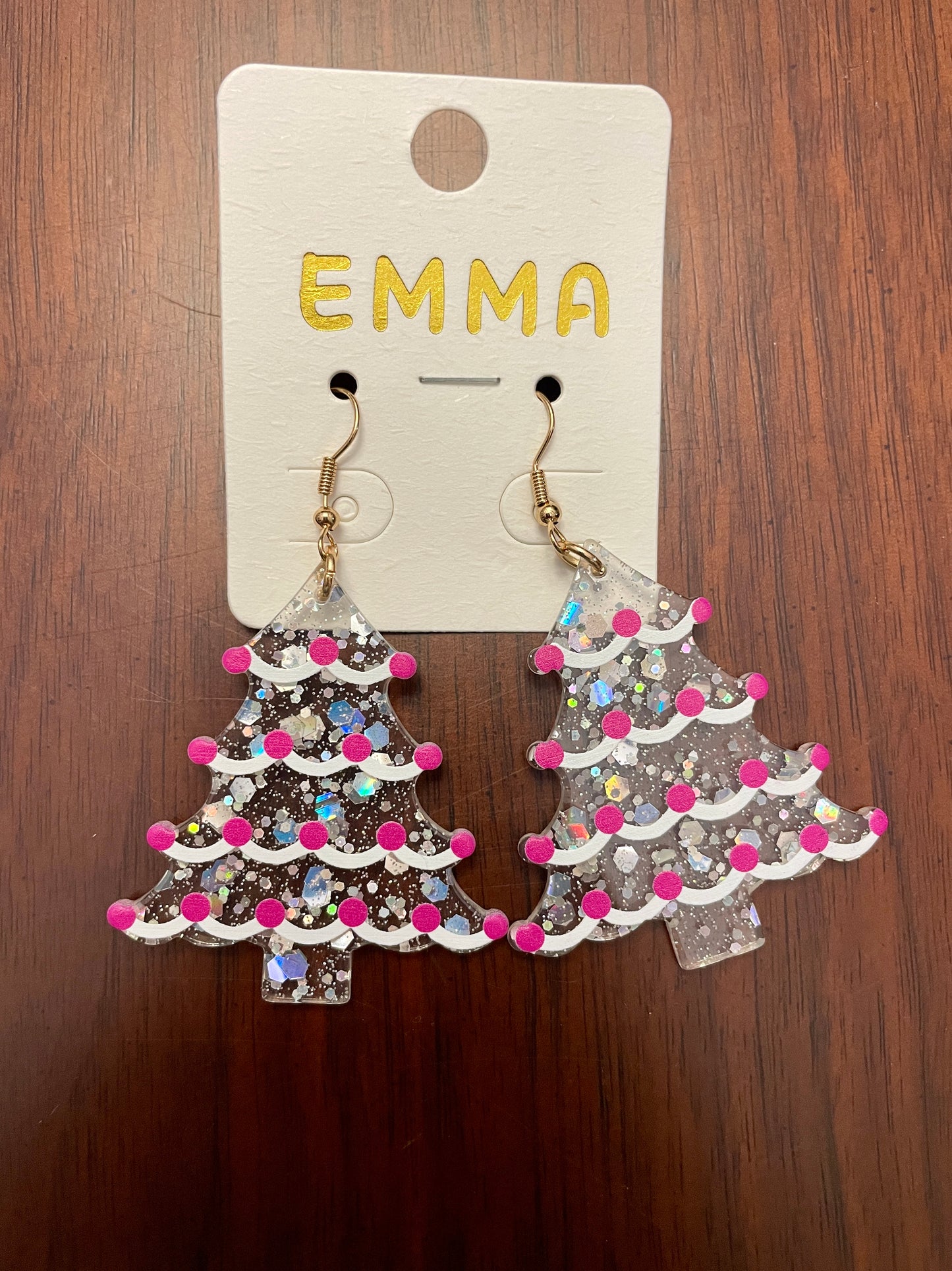 Clear Christmas Tree Earrings
