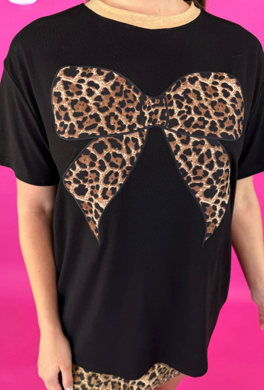 Jess Lee Leopard Bow Oversized Tee