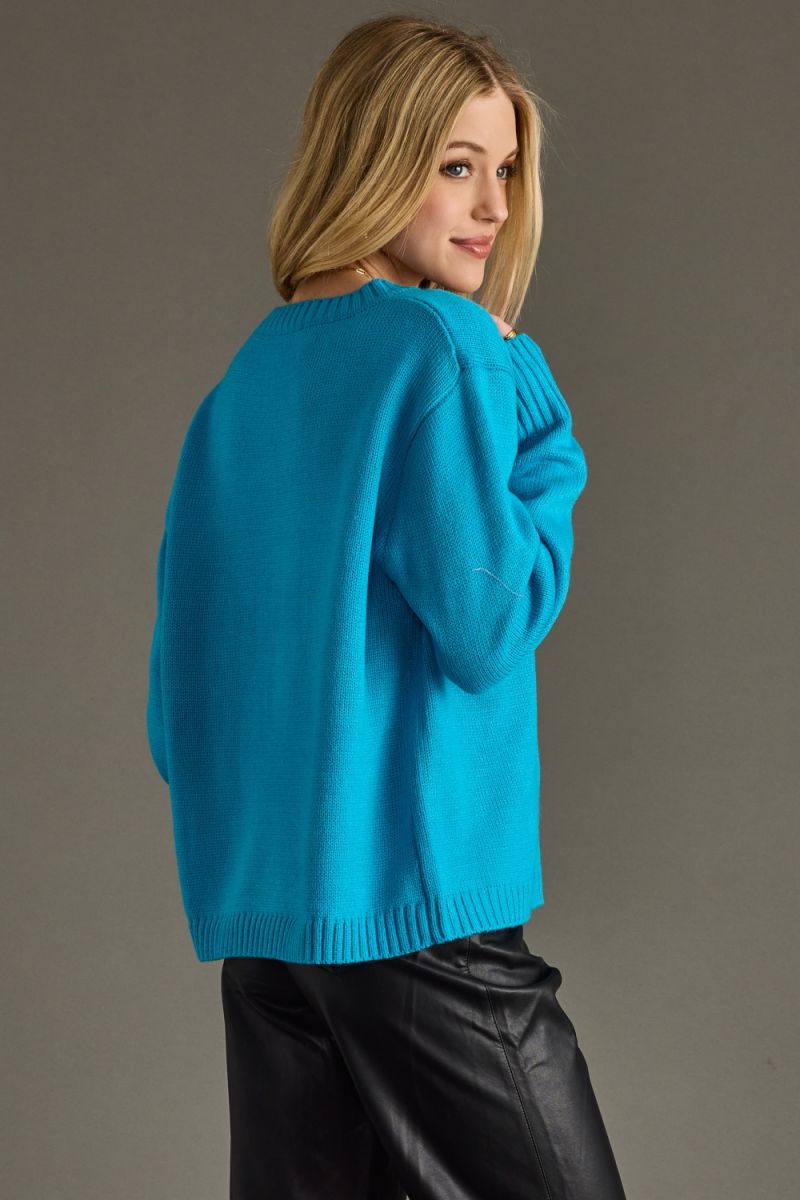 Panache Apparel Teal Blue “SKI” Sweater