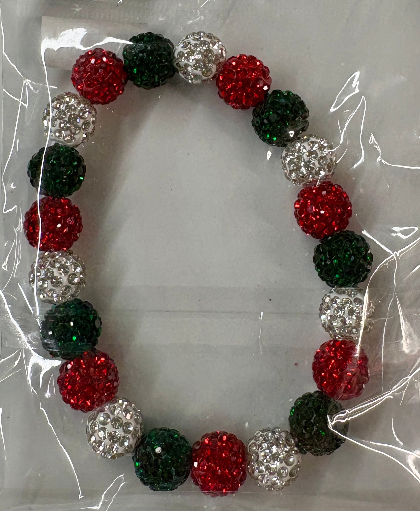 Rhinestone Red, Green & White Bracelet