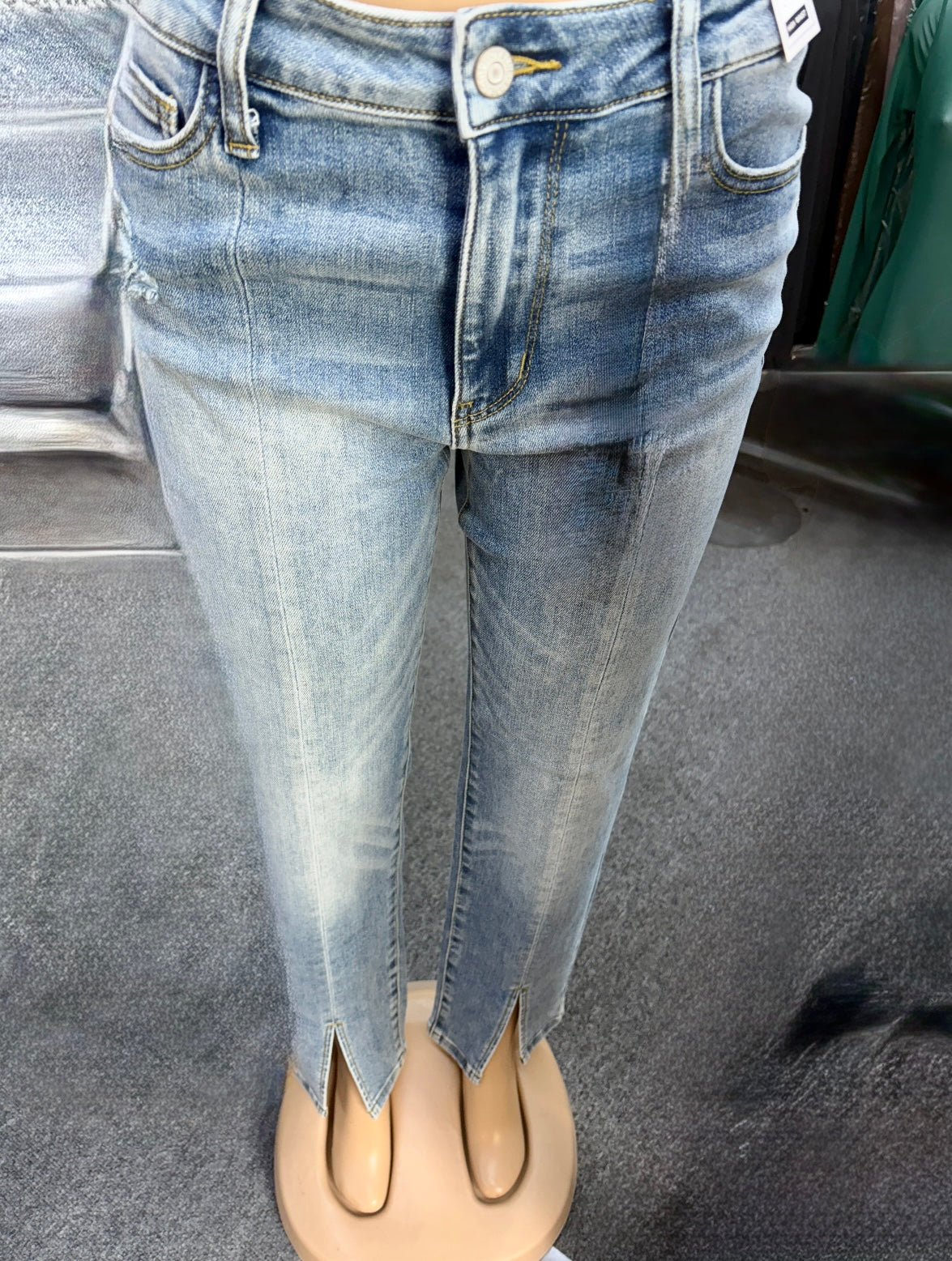 Judy Blue High Waste Vintage Light Blue Front Seam & Slit Straight Leg Jean