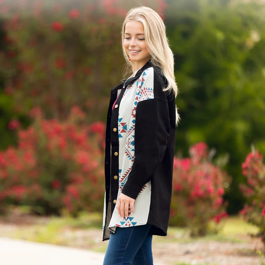 Western Geometric Print Shacket