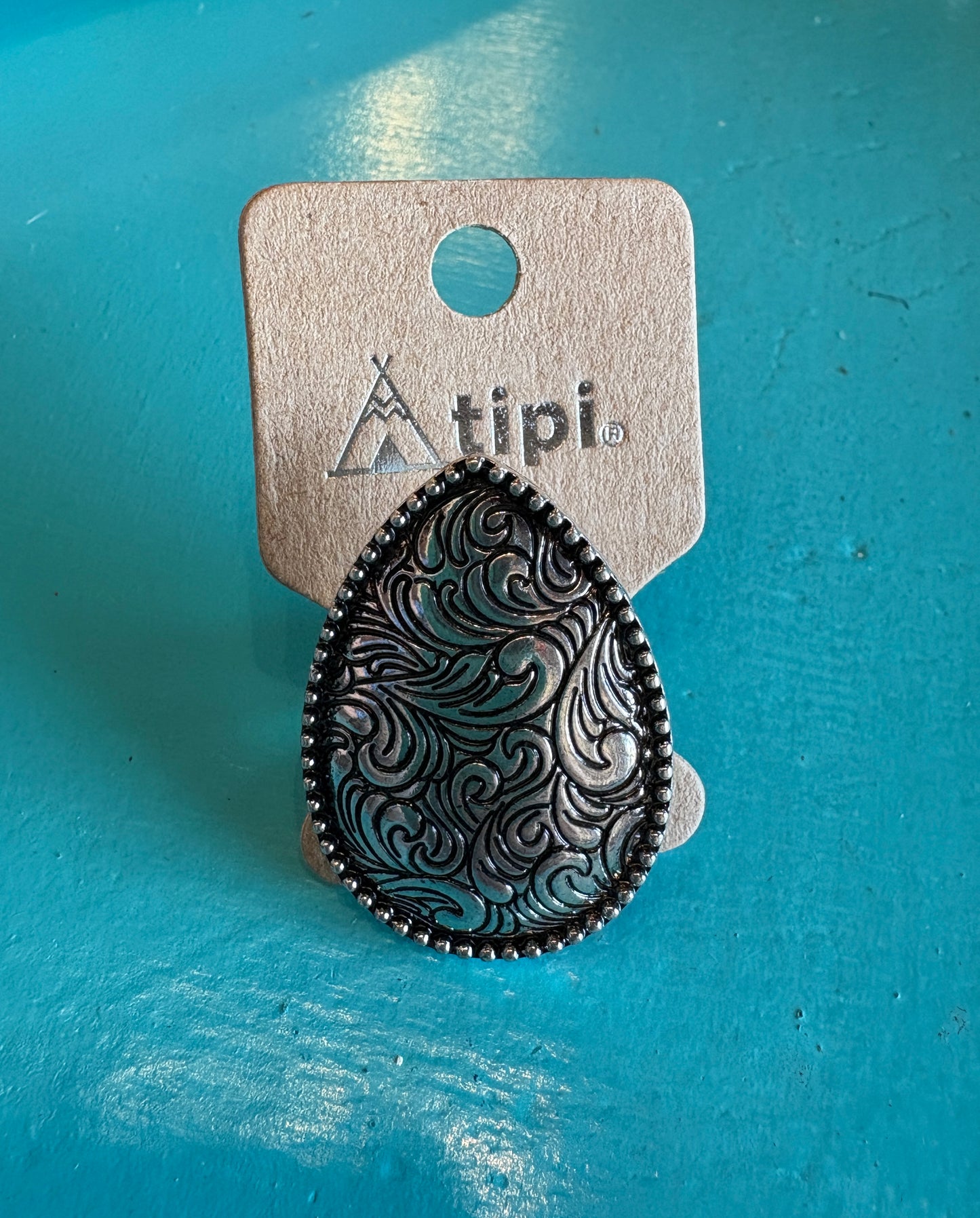 Silver Teardrop Adjustable Ring