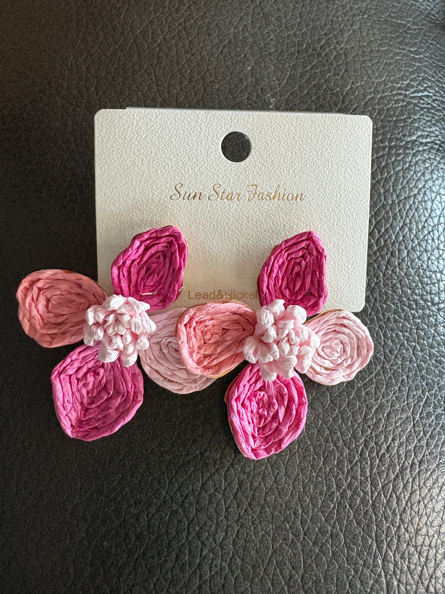 Flower Pedal 4 Color Pink Stud Earrings
