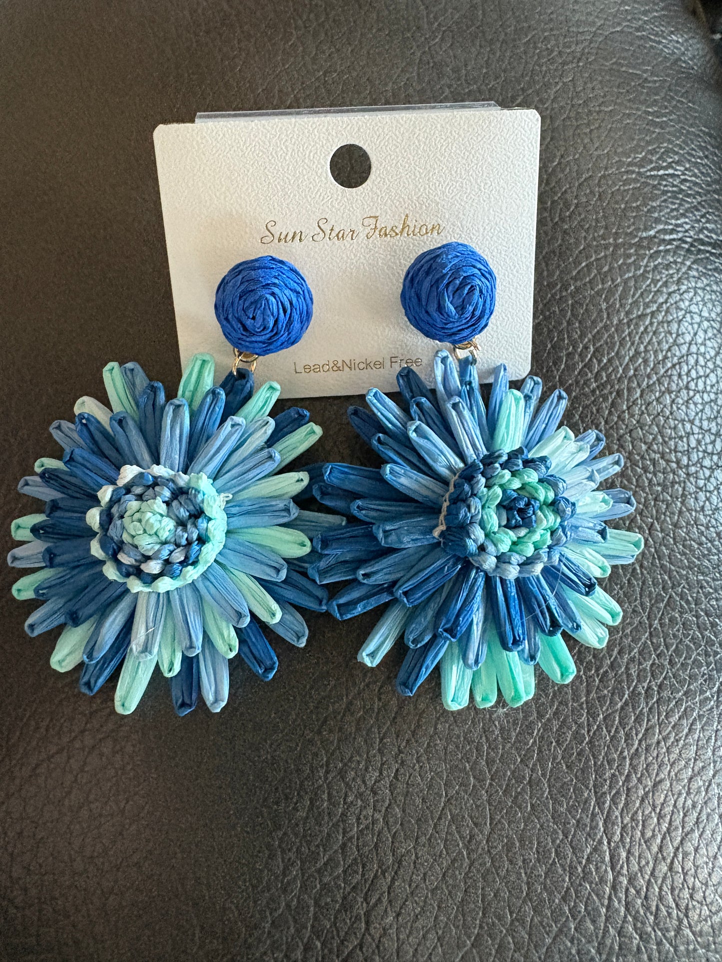 Flower Pedal Light to Dark Blues Dangle Earrings