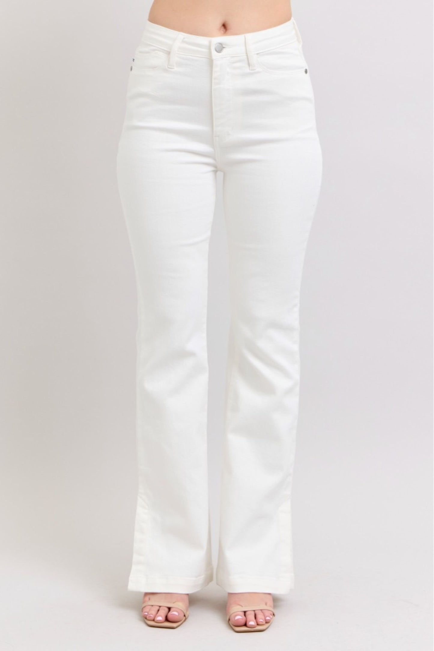 Judy Blue High Waste Side Slit Slim Boot - White