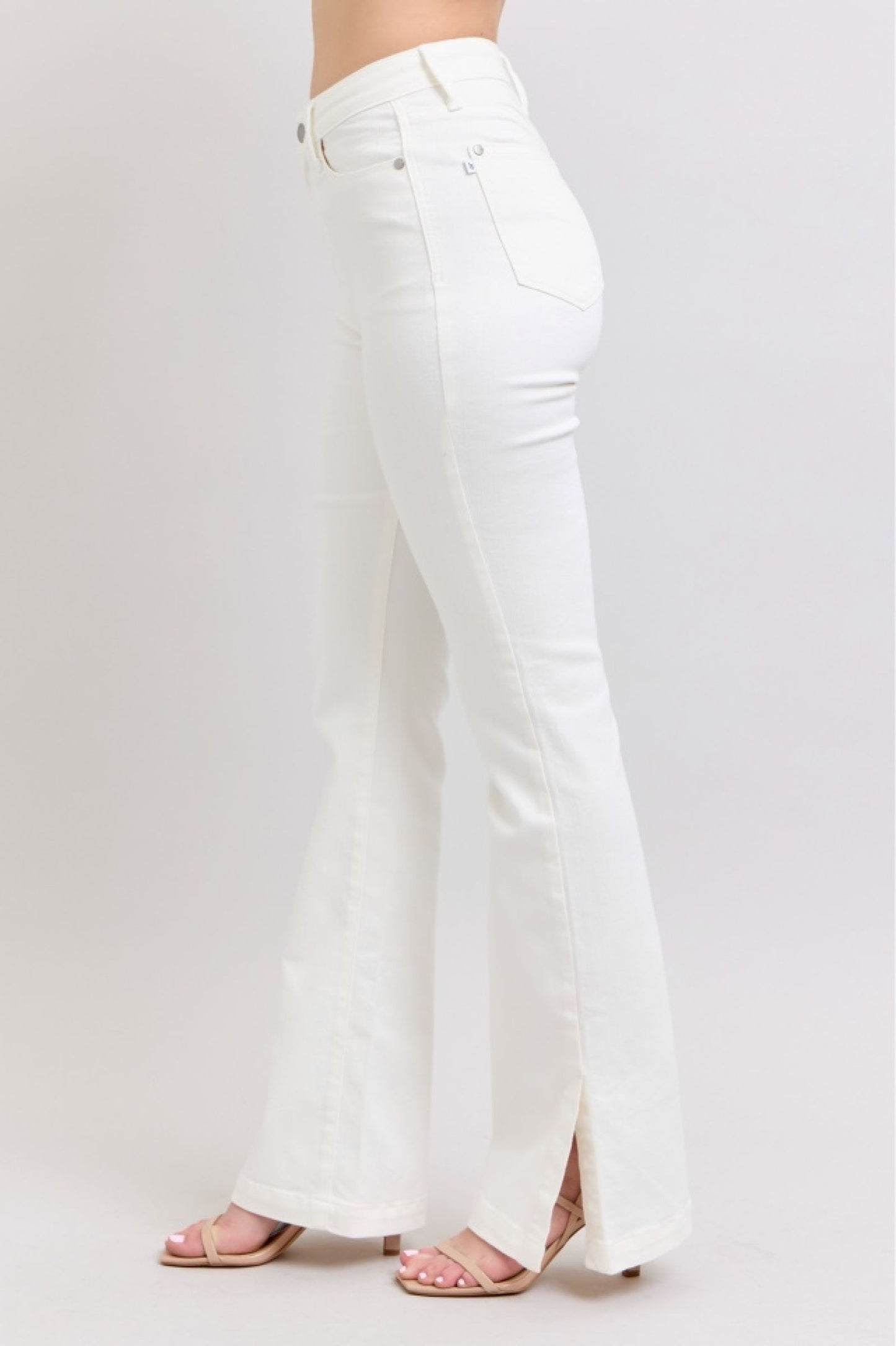 Judy Blue High Waste Side Slit Slim Boot - White