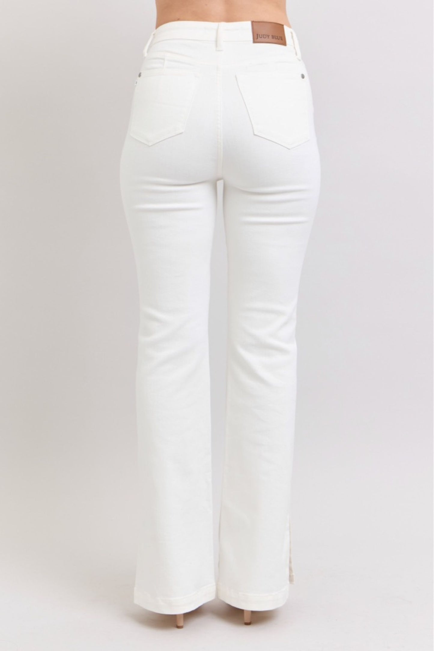 Judy Blue High Waste Side Slit Slim Boot - White