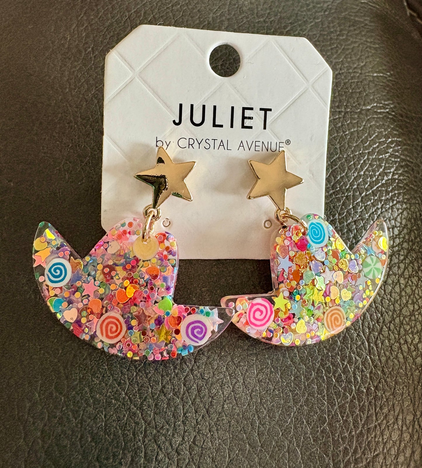 Gold Star with Multicolored Cowboy Hat Dangle Earrings