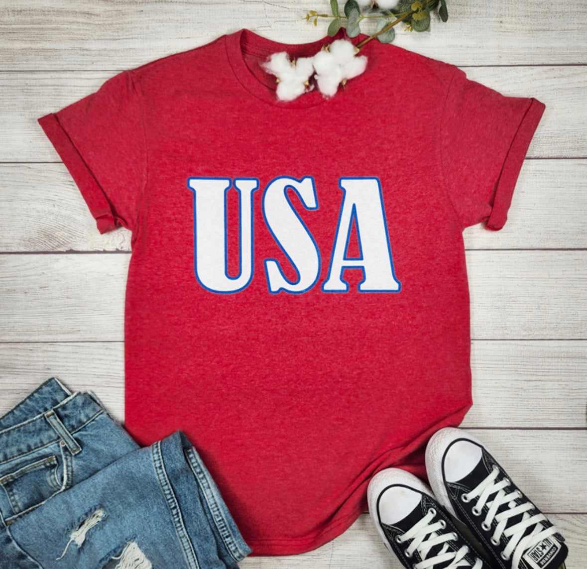 USA Red Heather Tee