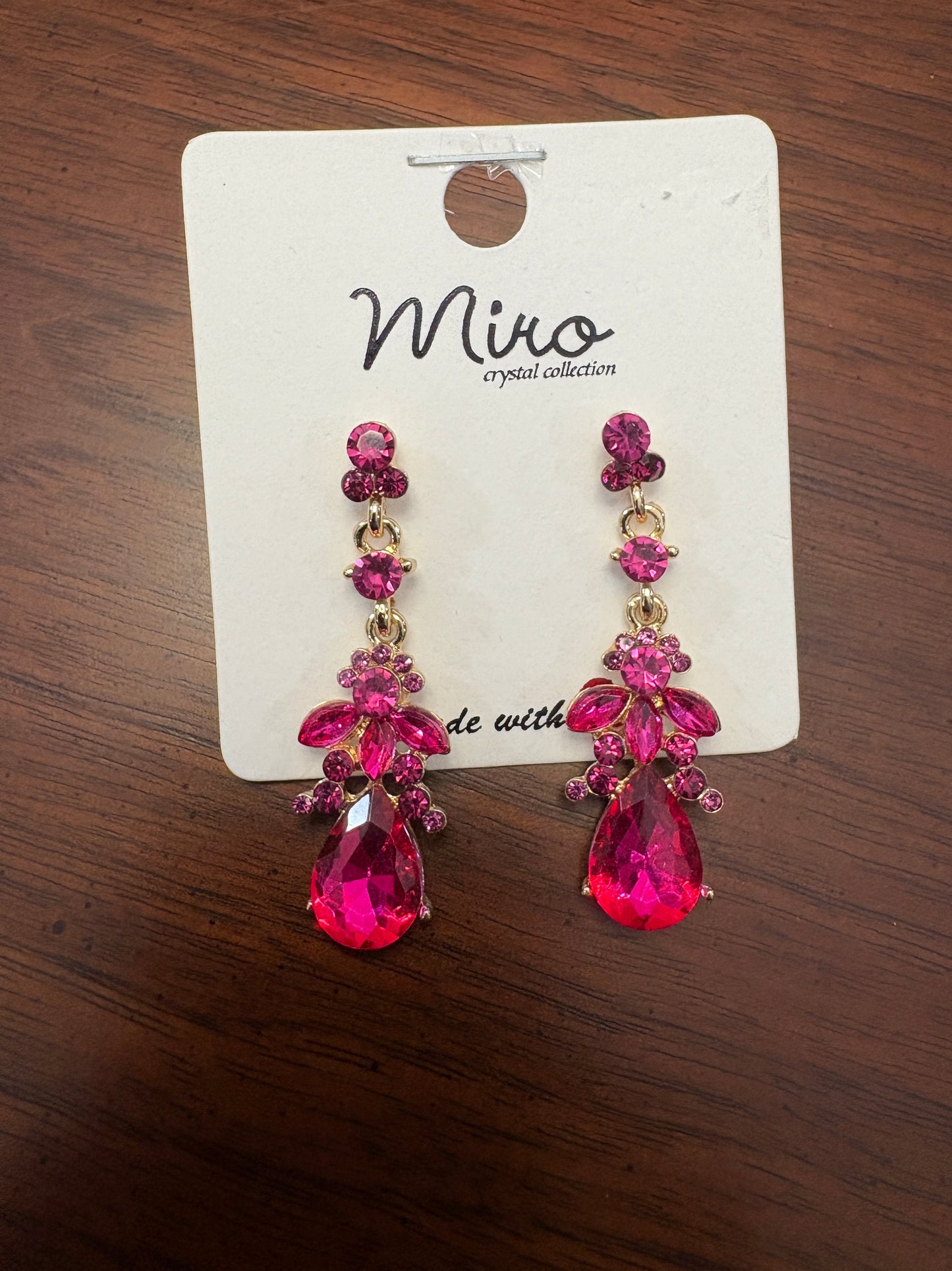 Hot Pink Dangle Teardrop Earrings
