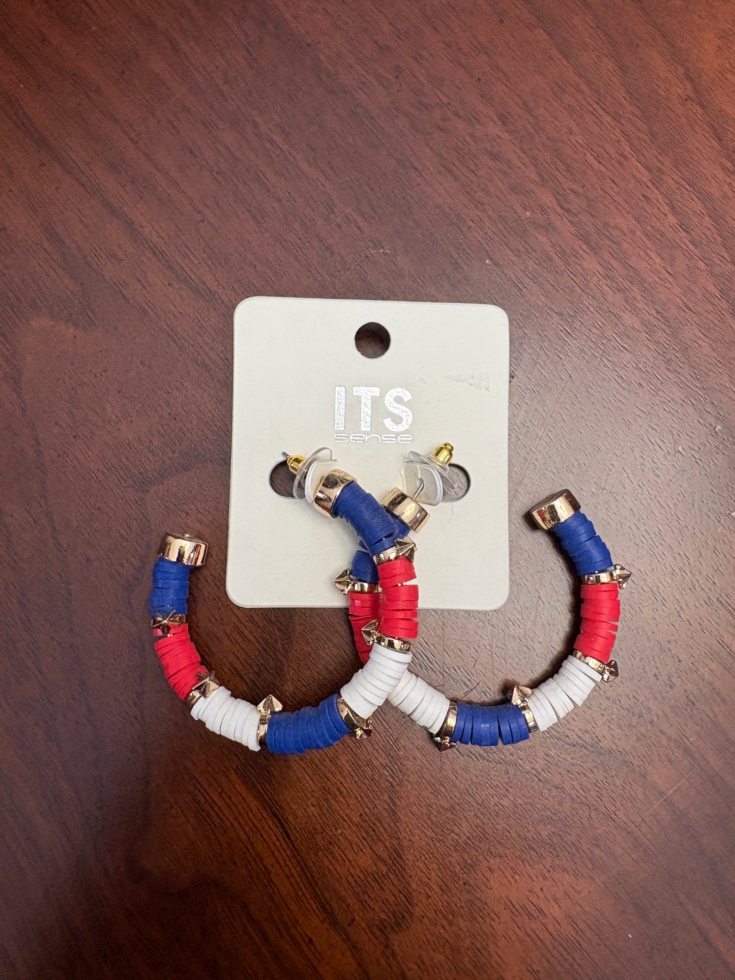 Red, White and Blue Hoop Earrings